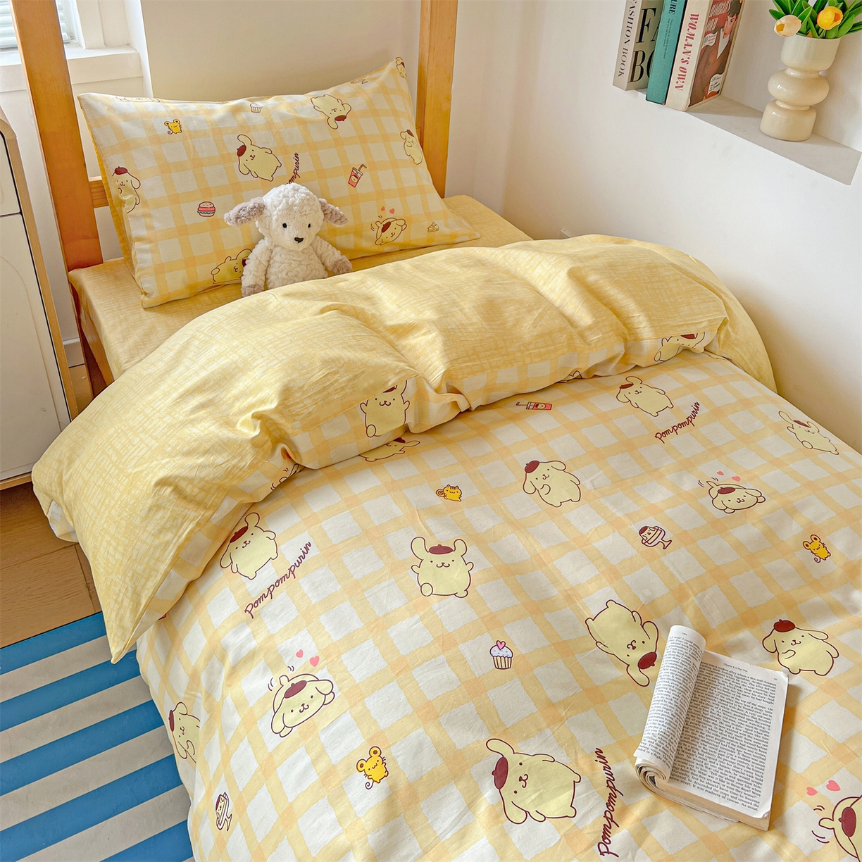 91家纺网 家纺一手货源 找家纺 名兮家居 2025-全棉纯棉13372经典奥特曼-三丽鸥学生床多件套【含防伪标】 可可布丁狗