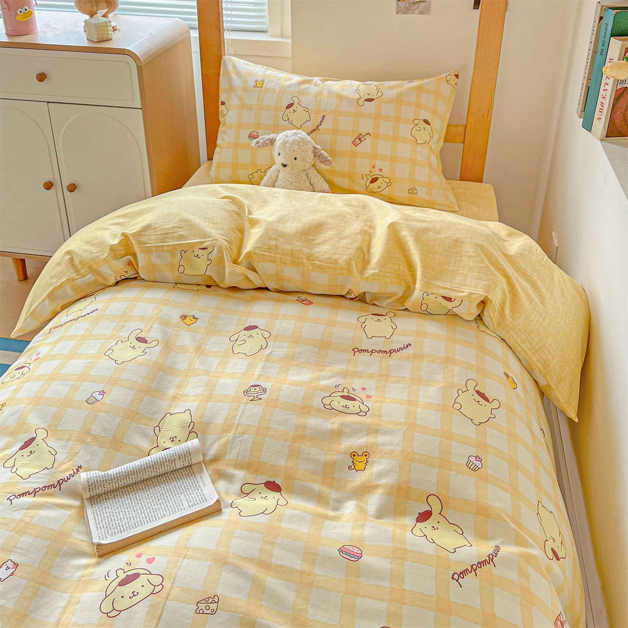 91家纺网 家纺一手货源 找家纺 名兮家居 2025-全棉纯棉13372经典奥特曼-三丽鸥学生床多件套【含防伪标】 可可布丁狗