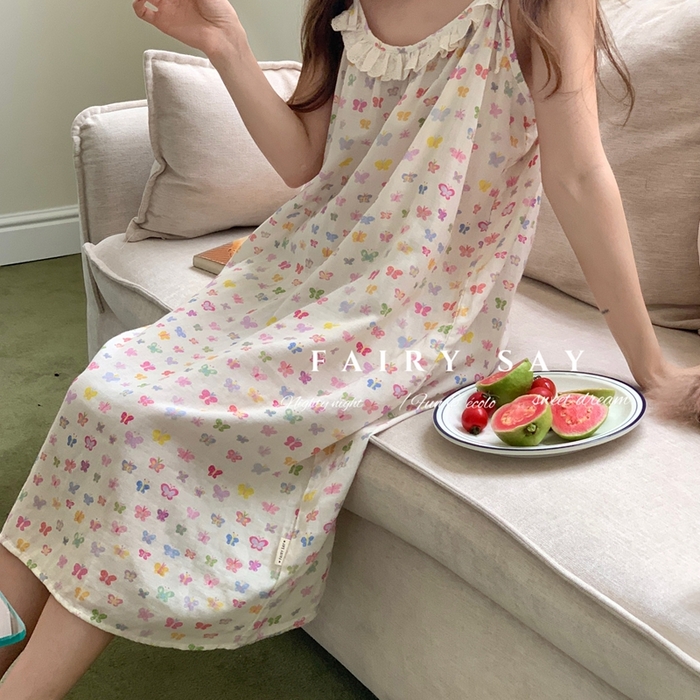 （总）妍景家居生活馆 2025新款纱布吊带睡裙