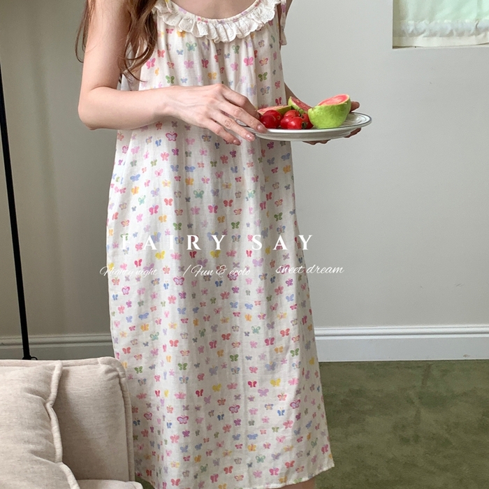 91家纺网 家纺一手货源 找家纺 （总）妍景家居生活馆 2025新款纱布吊带睡裙