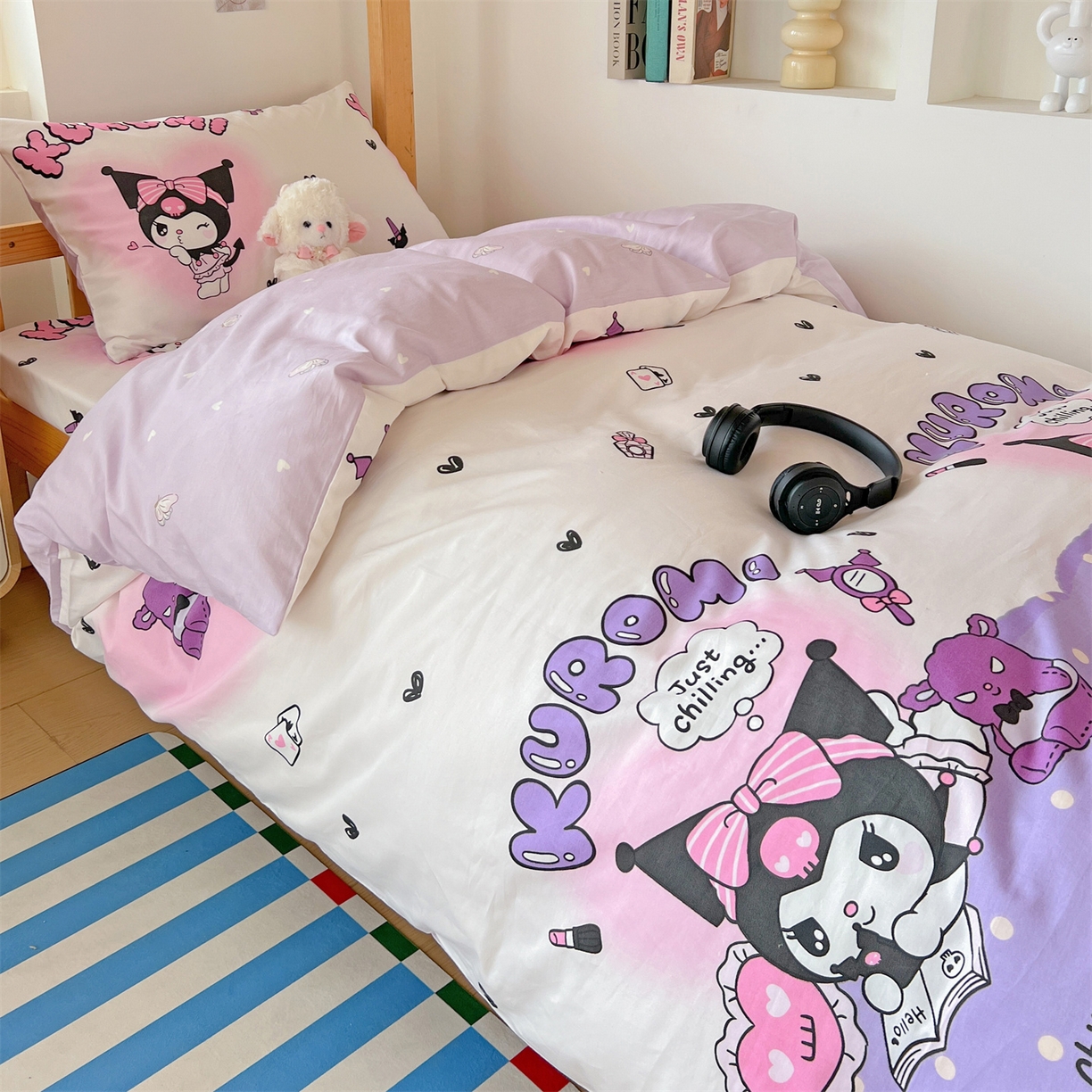 91家纺网 家纺一手货源 找家纺 名兮家居 2025-全棉纯棉13372经典奥特曼-三丽鸥学生床多件套【含防伪标】 美美库洛米