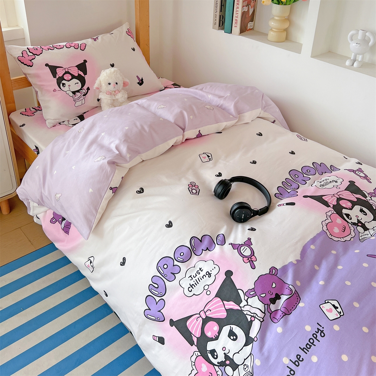 91家纺网 家纺一手货源 找家纺 名兮家居 2025-全棉纯棉13372经典奥特曼-三丽鸥学生床多件套【含防伪标】 美美库洛米