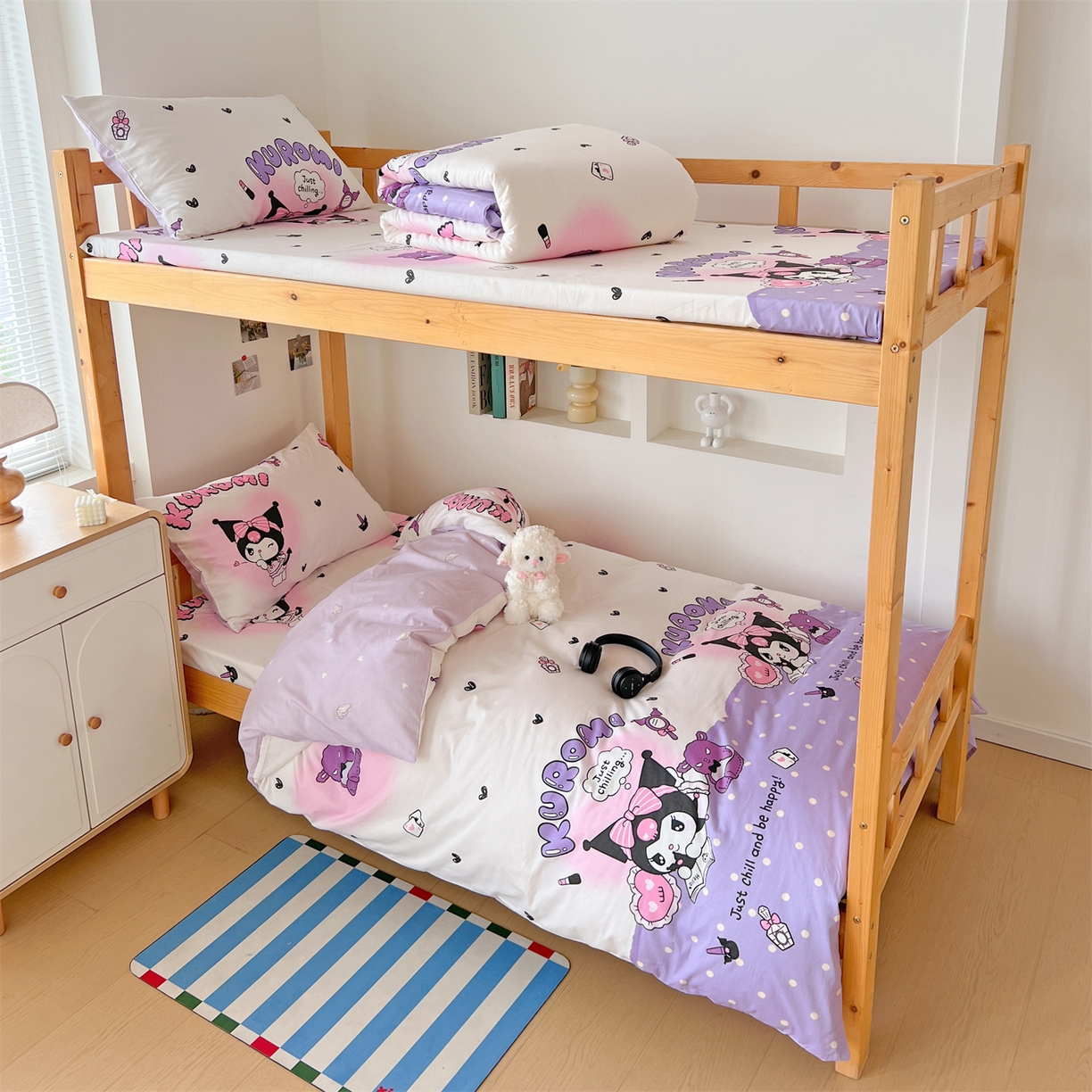 91家纺网 家纺一手货源 找家纺 名兮家居 2025-全棉纯棉13372经典奥特曼-三丽鸥学生床多件套【含防伪标】 美美库洛米