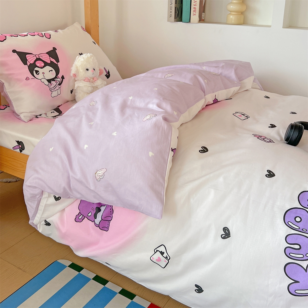 91家纺网 家纺一手货源 找家纺 名兮家居 2025-全棉纯棉13372经典奥特曼-三丽鸥学生床多件套【含防伪标】 美美库洛米