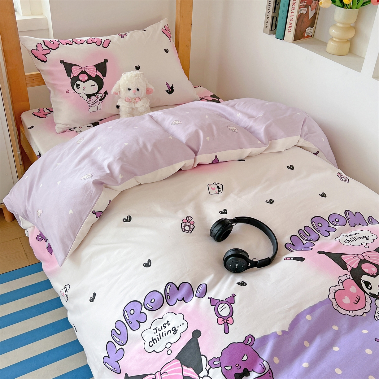 91家纺网 家纺一手货源 找家纺 名兮家居 2025-全棉纯棉13372经典奥特曼-三丽鸥学生床多件套【含防伪标】 美美库洛米