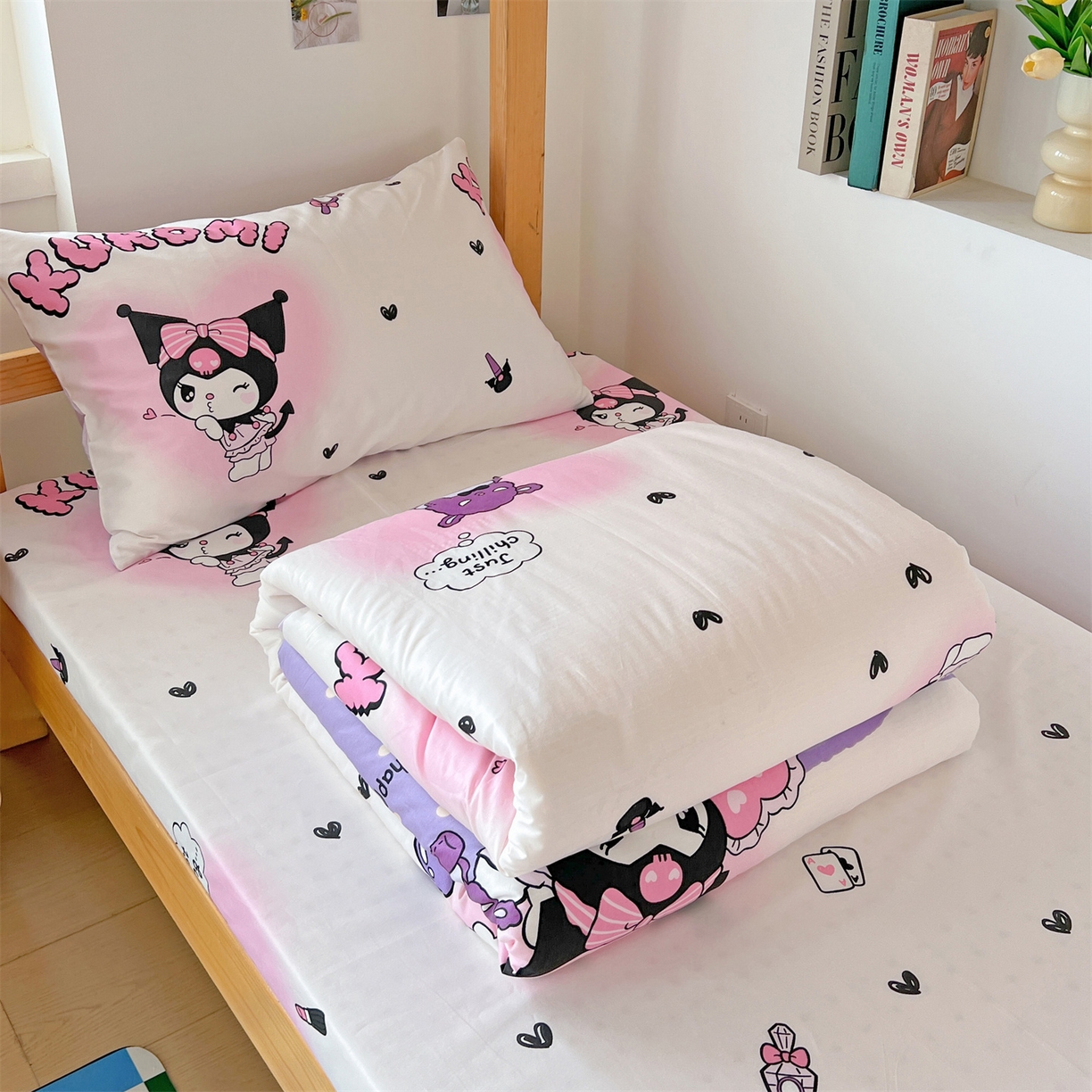 91家纺网 家纺一手货源 找家纺 名兮家居 2025-全棉纯棉13372经典奥特曼-三丽鸥学生床多件套【含防伪标】 美美库洛米