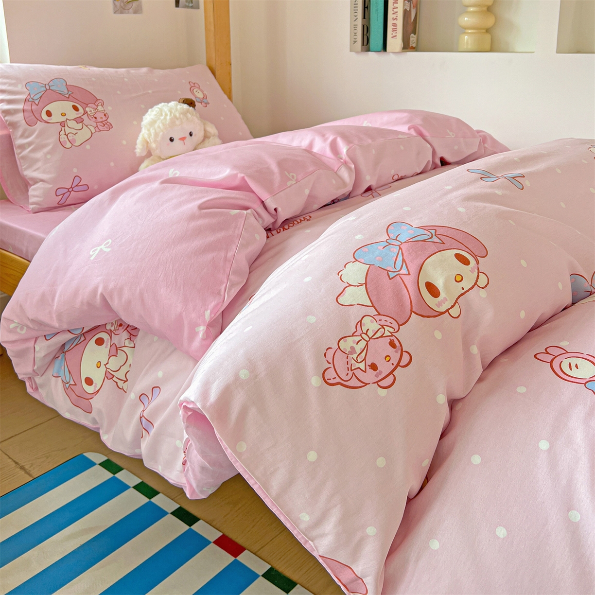 91家纺网 家纺一手货源 找家纺 名兮家居 2025-全棉纯棉13372经典奥特曼-三丽鸥学生床多件套【含防伪标】 魔法美乐蒂