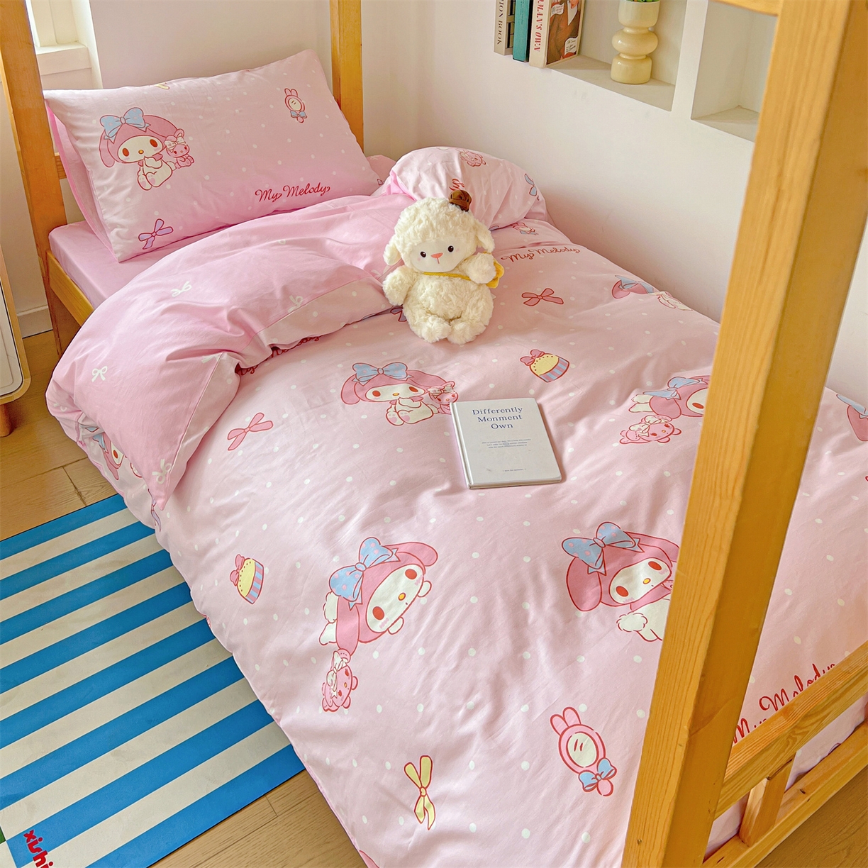 91家纺网 家纺一手货源 找家纺 名兮家居 2025-全棉纯棉13372经典奥特曼-三丽鸥学生床多件套【含防伪标】 魔法美乐蒂