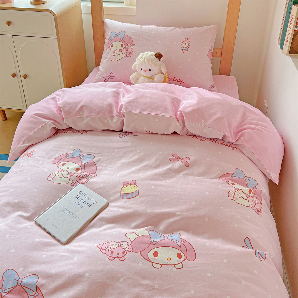 91家纺网 家纺一手货源 找家纺 名兮家居 2025-全棉纯棉13372经典奥特曼-三丽鸥学生床多件套【含防伪标】 魔法美乐蒂