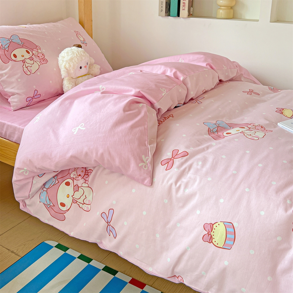 91家纺网 家纺一手货源 找家纺 名兮家居 2025-全棉纯棉13372经典奥特曼-三丽鸥学生床多件套【含防伪标】 魔法美乐蒂