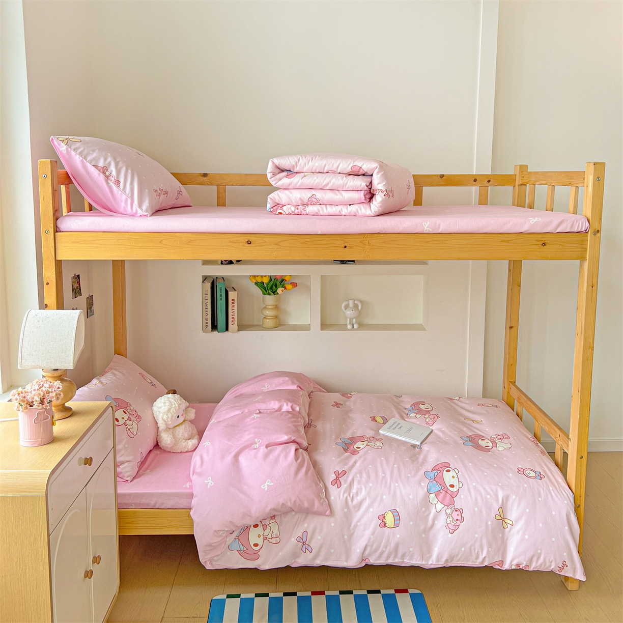 91家纺网 家纺一手货源 找家纺 名兮家居 2025-全棉纯棉13372经典奥特曼-三丽鸥学生床多件套【含防伪标】 魔法美乐蒂