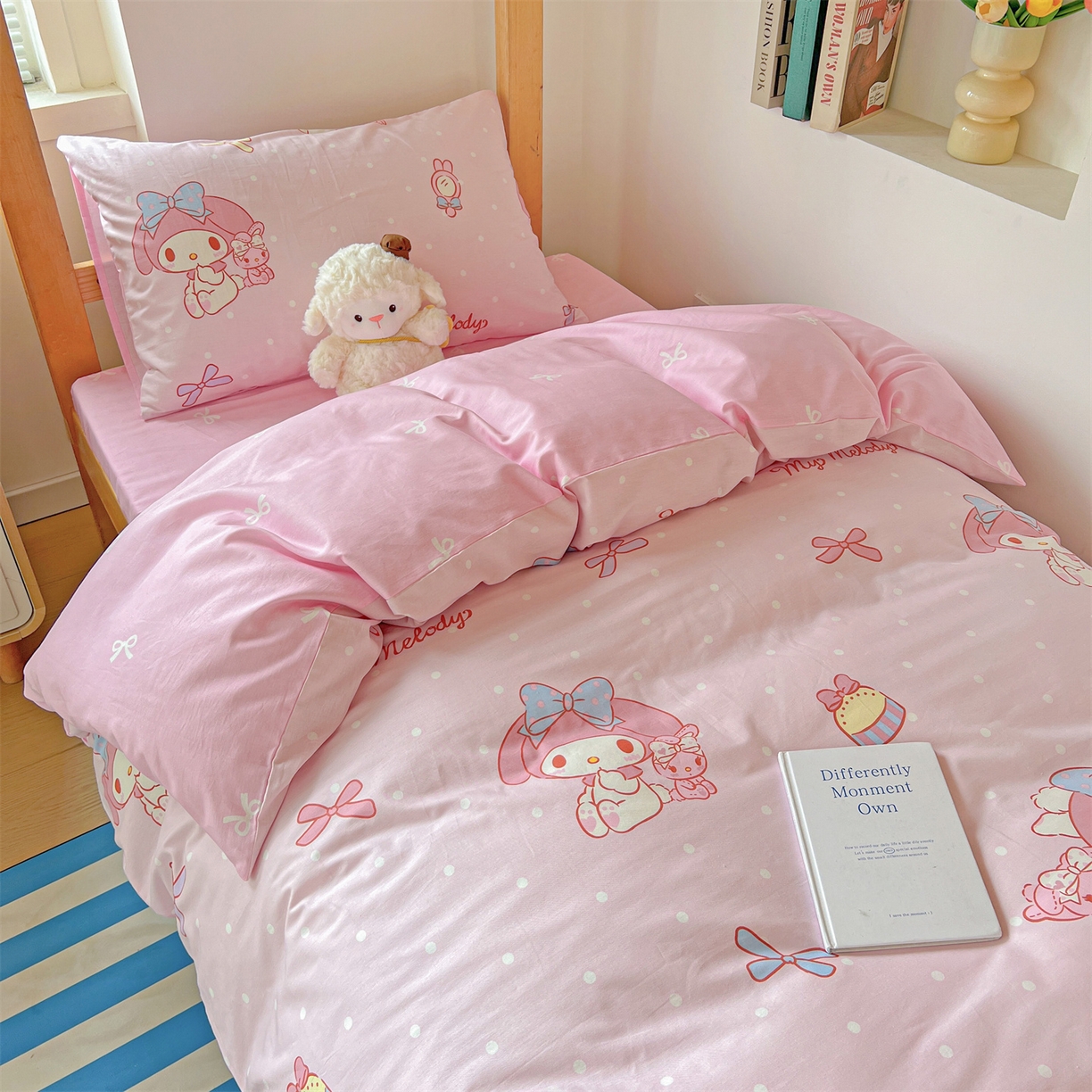 91家纺网 家纺一手货源 找家纺 名兮家居 2025-全棉纯棉13372经典奥特曼-三丽鸥学生床多件套【含防伪标】 魔法美乐蒂