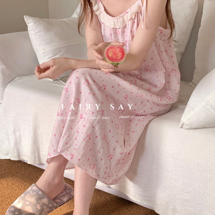 91家纺网 家纺一手货源 找家纺 （总）妍景家居生活馆 2025新款纱布吊带睡裙