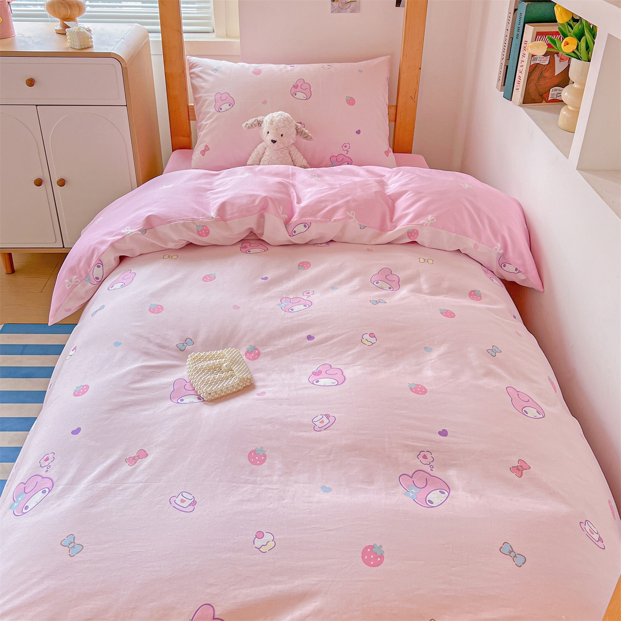 名兮家居 2025-全棉纯棉13372经典奥特曼-三丽鸥学生床多件套【含防伪标】 俏皮美乐蒂