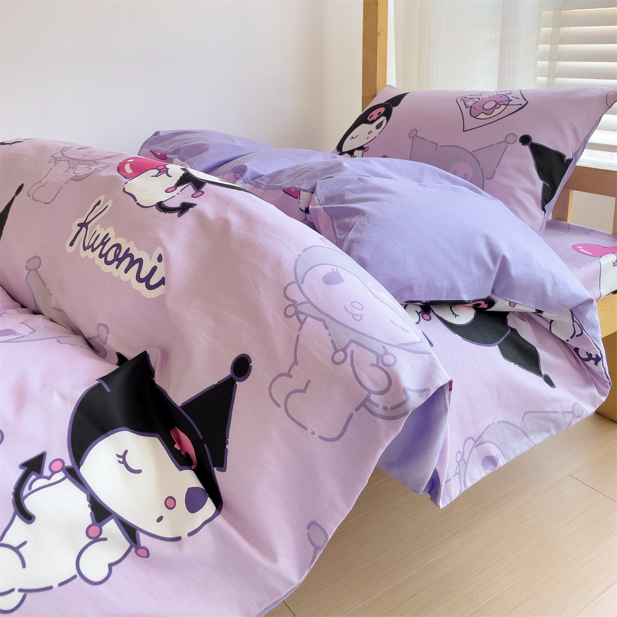 91家纺网 家纺一手货源 找家纺 名兮家居 2025-全棉纯棉13372经典奥特曼-三丽鸥学生床多件套【含防伪标】 情书库洛米