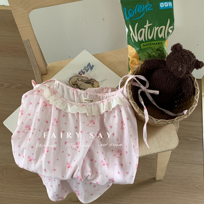 91家纺网 家纺一手货源 找家纺 妍景家居生活馆 2025新款纱布吊带睡裙 粉色小马