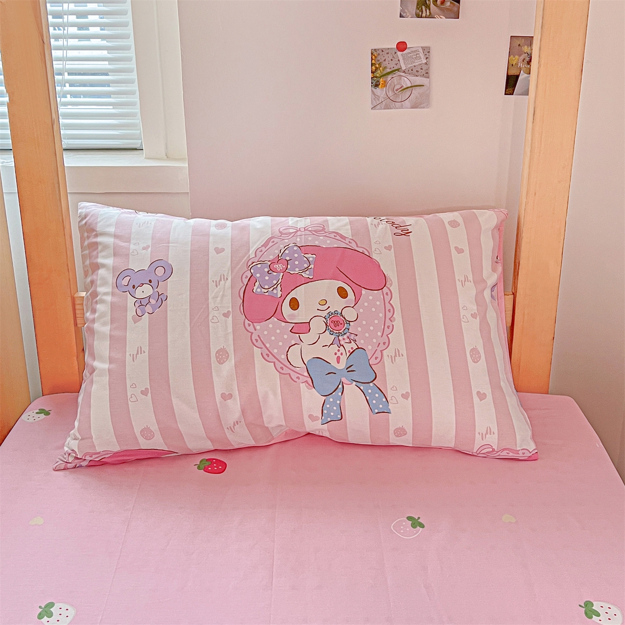 91家纺网 家纺一手货源 找家纺 名兮家居 2025-全棉纯棉13372经典奥特曼-三丽鸥学生床多件套【含防伪标】 竖条美乐蒂