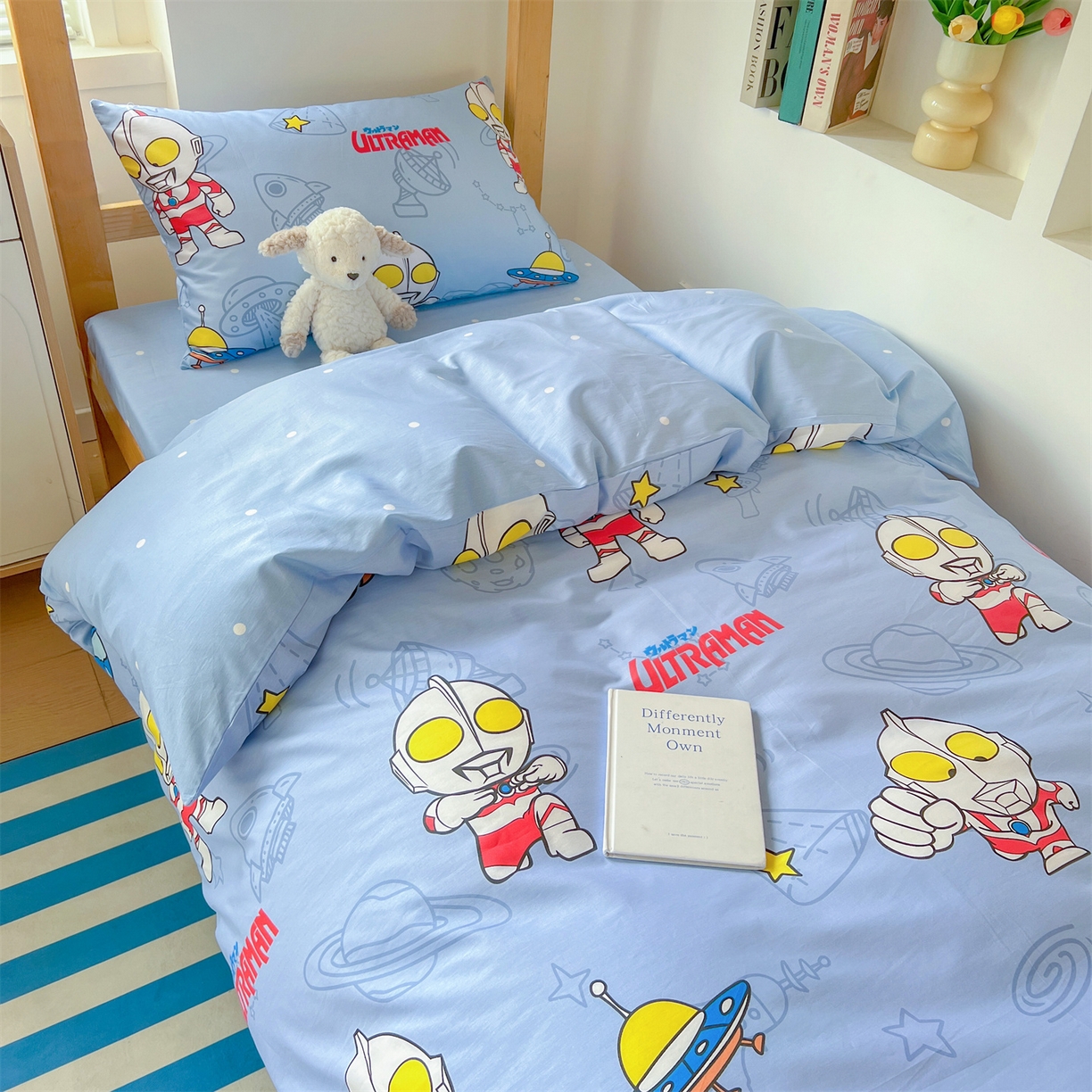91家纺网 家纺一手货源 找家纺 名兮家居 2025-全棉纯棉13372经典奥特曼-三丽鸥学生床多件套【含防伪标】 太空奥特曼