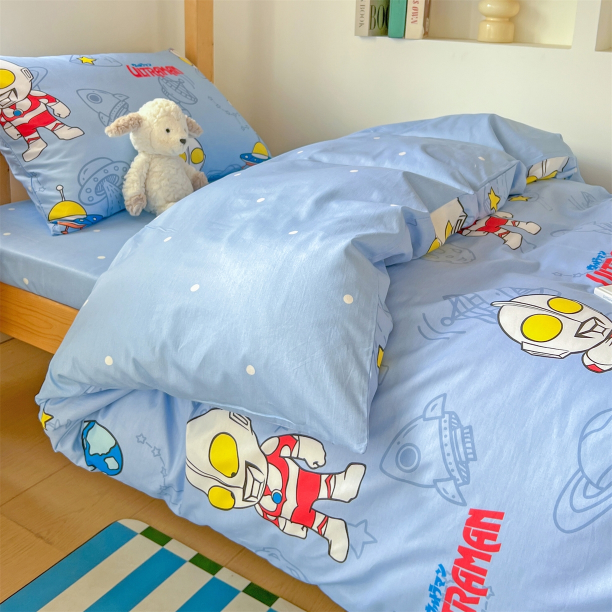 91家纺网 家纺一手货源 找家纺 名兮家居 2025-全棉纯棉13372经典奥特曼-三丽鸥学生床多件套【含防伪标】 太空奥特曼