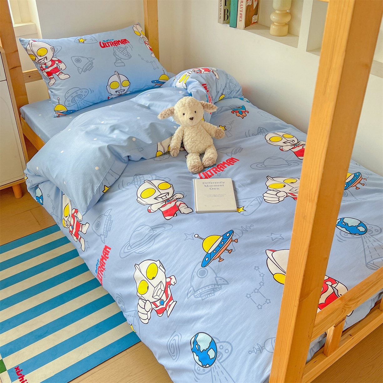 91家纺网 家纺一手货源 找家纺 名兮家居 2025-全棉纯棉13372经典奥特曼-三丽鸥学生床多件套【含防伪标】 太空奥特曼