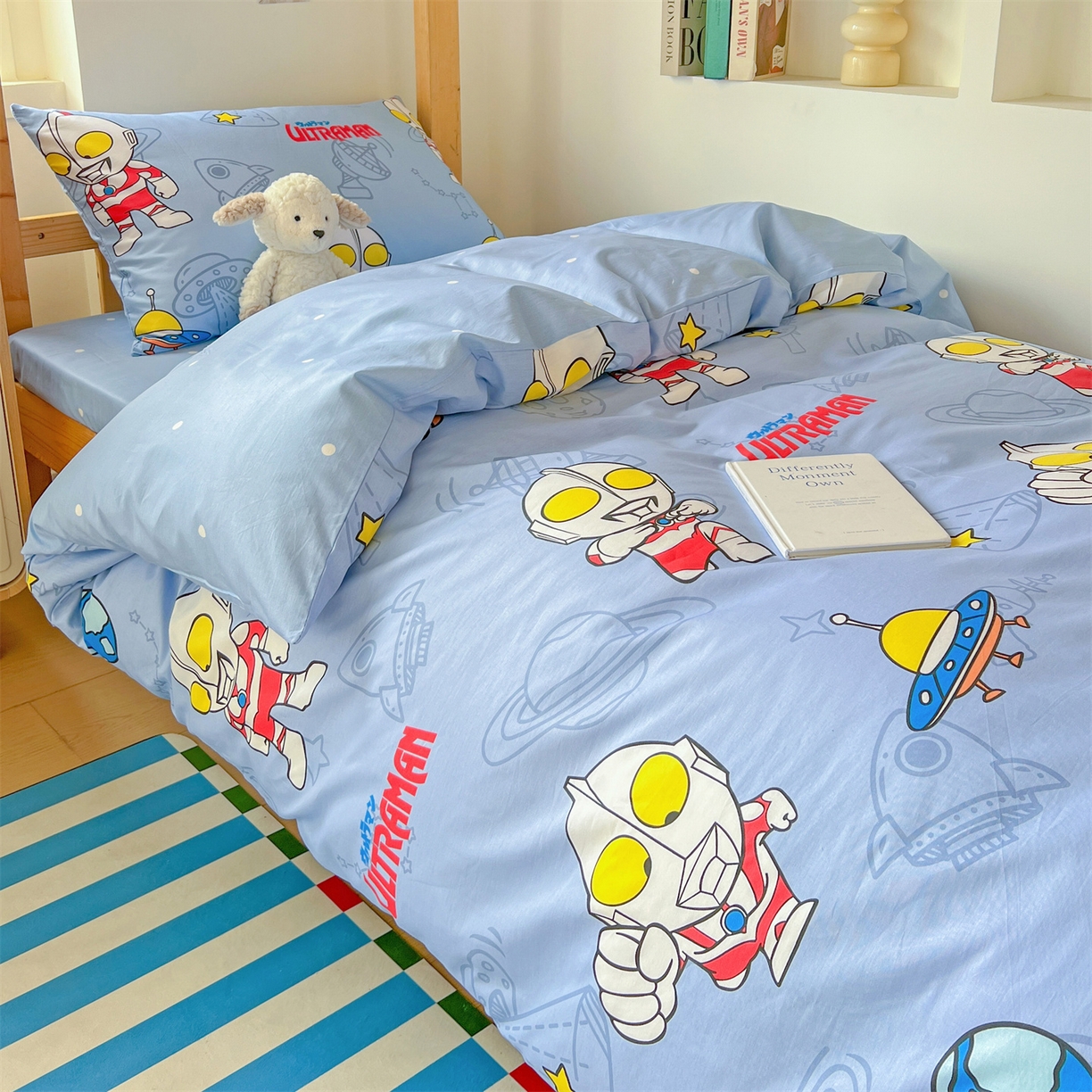 91家纺网 家纺一手货源 找家纺 名兮家居 2025-全棉纯棉13372经典奥特曼-三丽鸥学生床多件套【含防伪标】 太空奥特曼