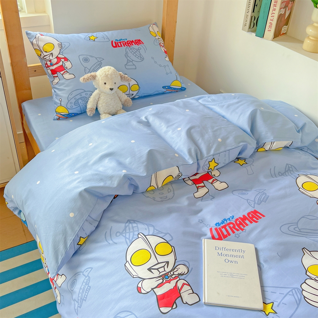 91家纺网 家纺一手货源 找家纺 名兮家居 2025-全棉纯棉13372经典奥特曼-三丽鸥学生床多件套【含防伪标】 太空奥特曼
