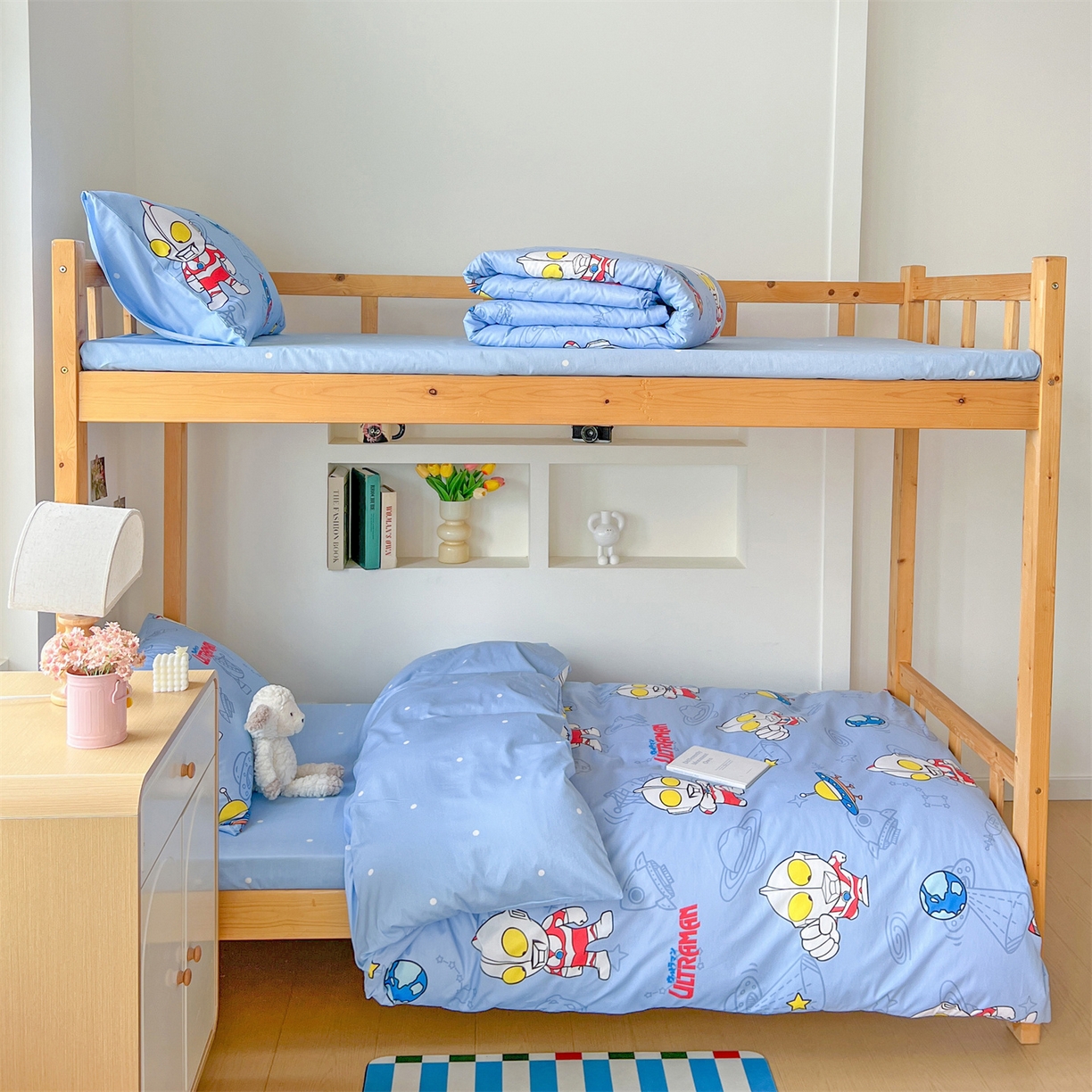 91家纺网 家纺一手货源 找家纺 名兮家居 2025-全棉纯棉13372经典奥特曼-三丽鸥学生床多件套【含防伪标】 太空奥特曼