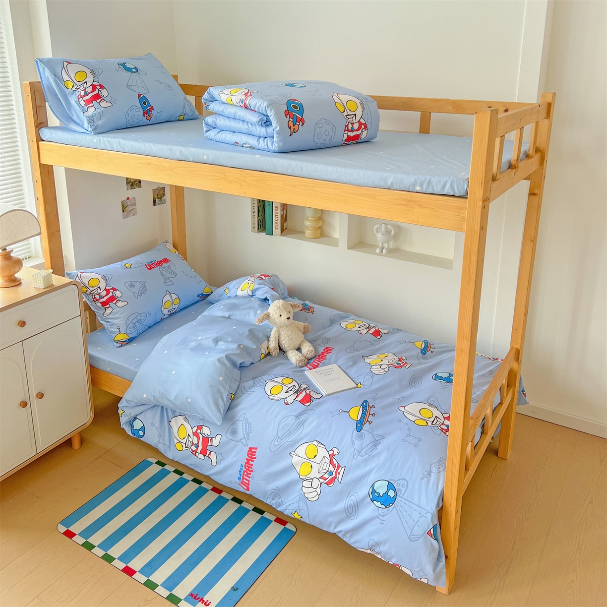 91家纺网 家纺一手货源 找家纺 名兮家居 2025-全棉纯棉13372经典奥特曼-三丽鸥学生床多件套【含防伪标】 太空奥特曼