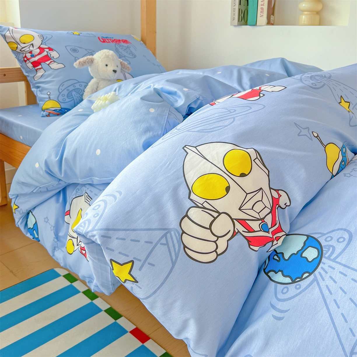 91家纺网 家纺一手货源 找家纺 名兮家居 2025-全棉纯棉13372经典奥特曼-三丽鸥学生床多件套【含防伪标】 太空奥特曼