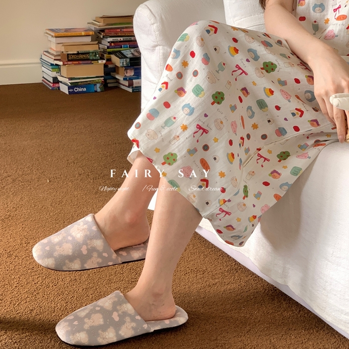 91家纺网 家纺一手货源 找家纺 妍景家居生活馆 2025新款纱布吊带睡裙 可爱小元素