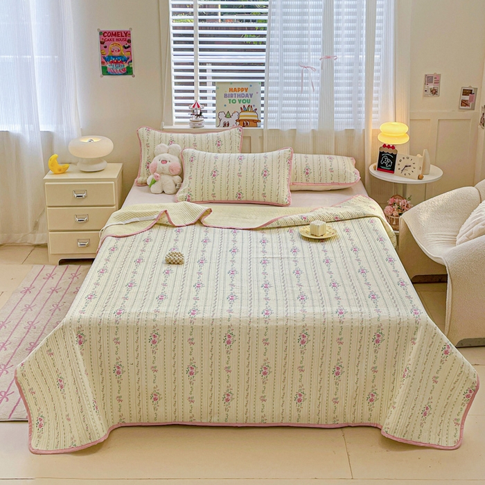 91家纺网 家纺一手货源 找家纺 富馨莱 2025春夏新款纯棉夹棉单床盖床盖单件薄床垫 莫奈