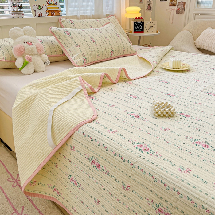 91家纺网 家纺一手货源 找家纺 富馨莱 2025春夏新款纯棉夹棉单床盖床盖单件薄床垫 莫奈