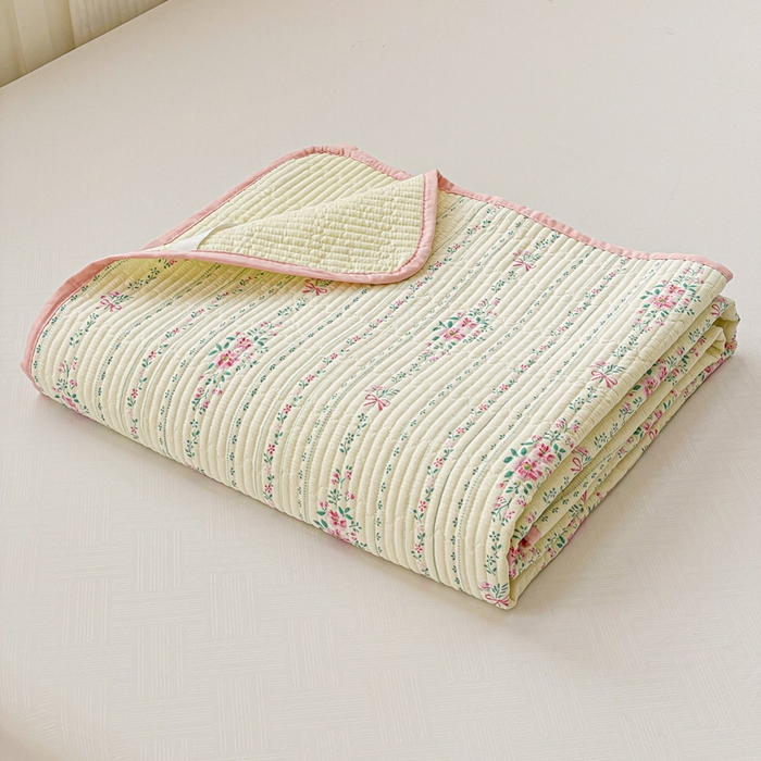 91家纺网 家纺一手货源 找家纺 富馨莱 2025春夏新款纯棉夹棉单床盖床盖单件薄床垫 莫奈