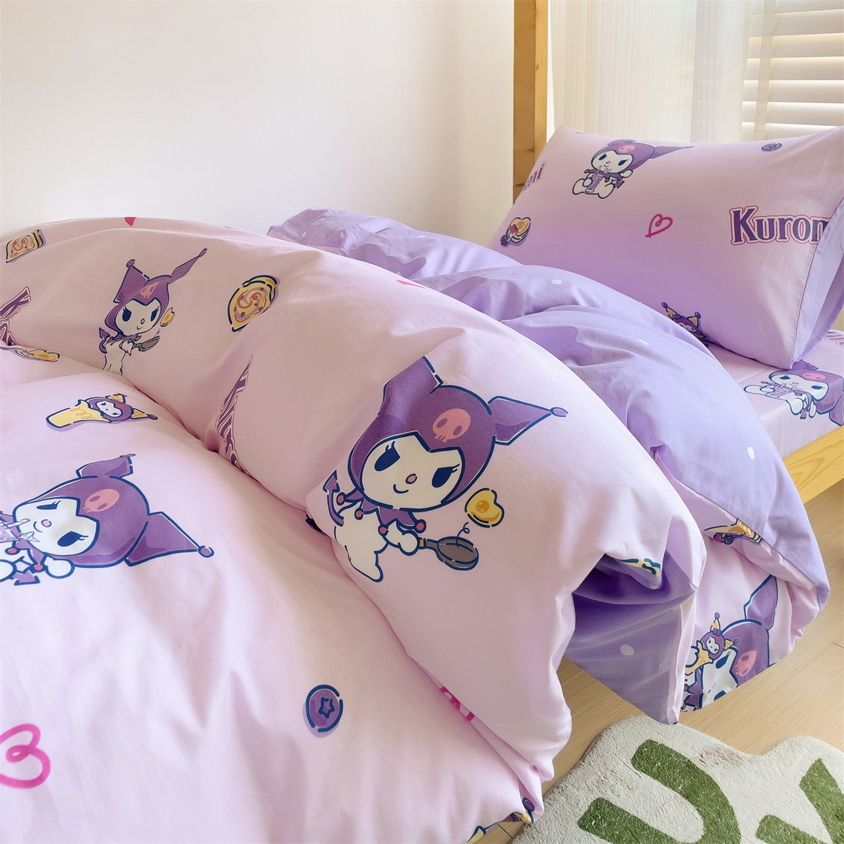 91家纺网 家纺一手货源 找家纺 名兮家居 2025-全棉纯棉13372经典奥特曼-三丽鸥学生床多件套【含防伪标】 甜筒库洛米