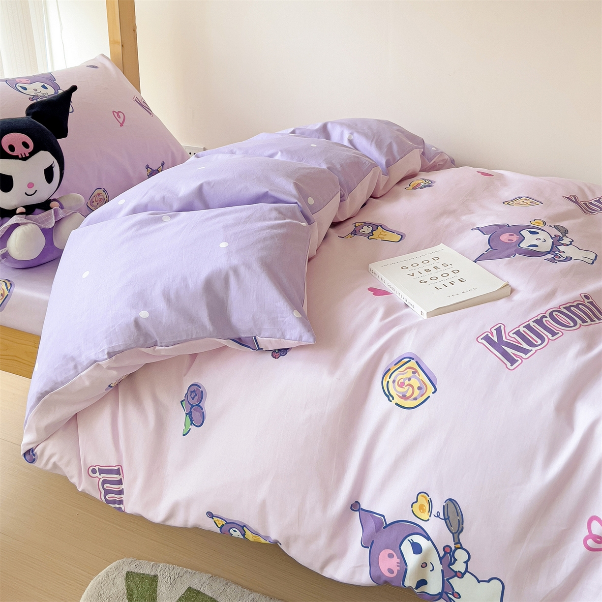 91家纺网 家纺一手货源 找家纺 名兮家居 2025-全棉纯棉13372经典奥特曼-三丽鸥学生床多件套【含防伪标】 甜筒库洛米