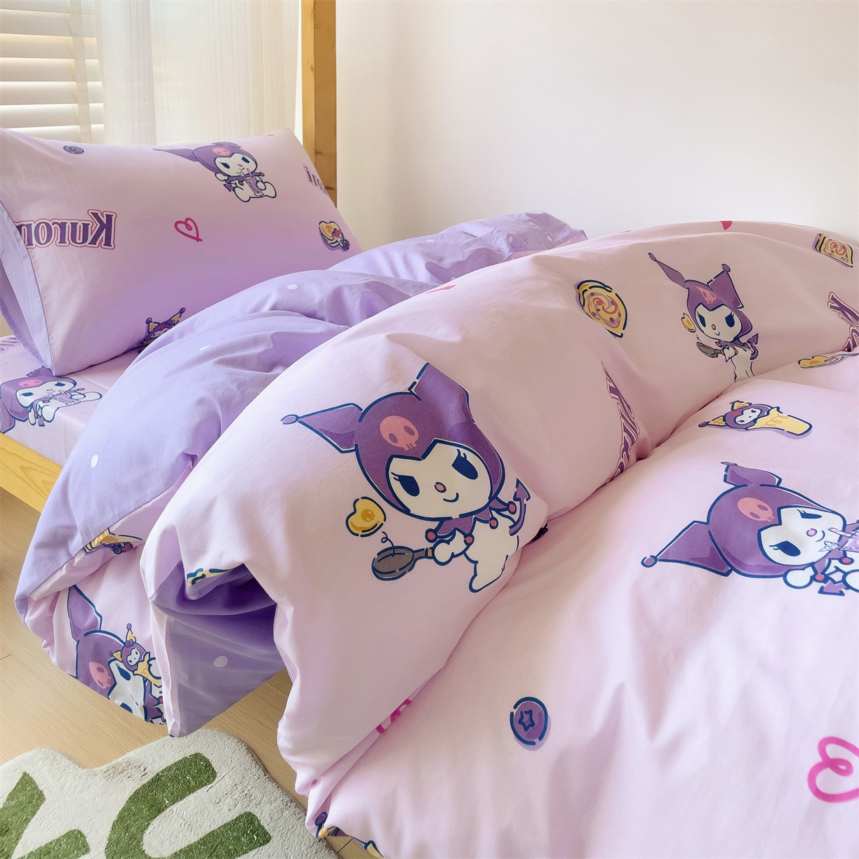 91家纺网 家纺一手货源 找家纺 名兮家居 2025-全棉纯棉13372经典奥特曼-三丽鸥学生床多件套【含防伪标】 甜筒库洛米