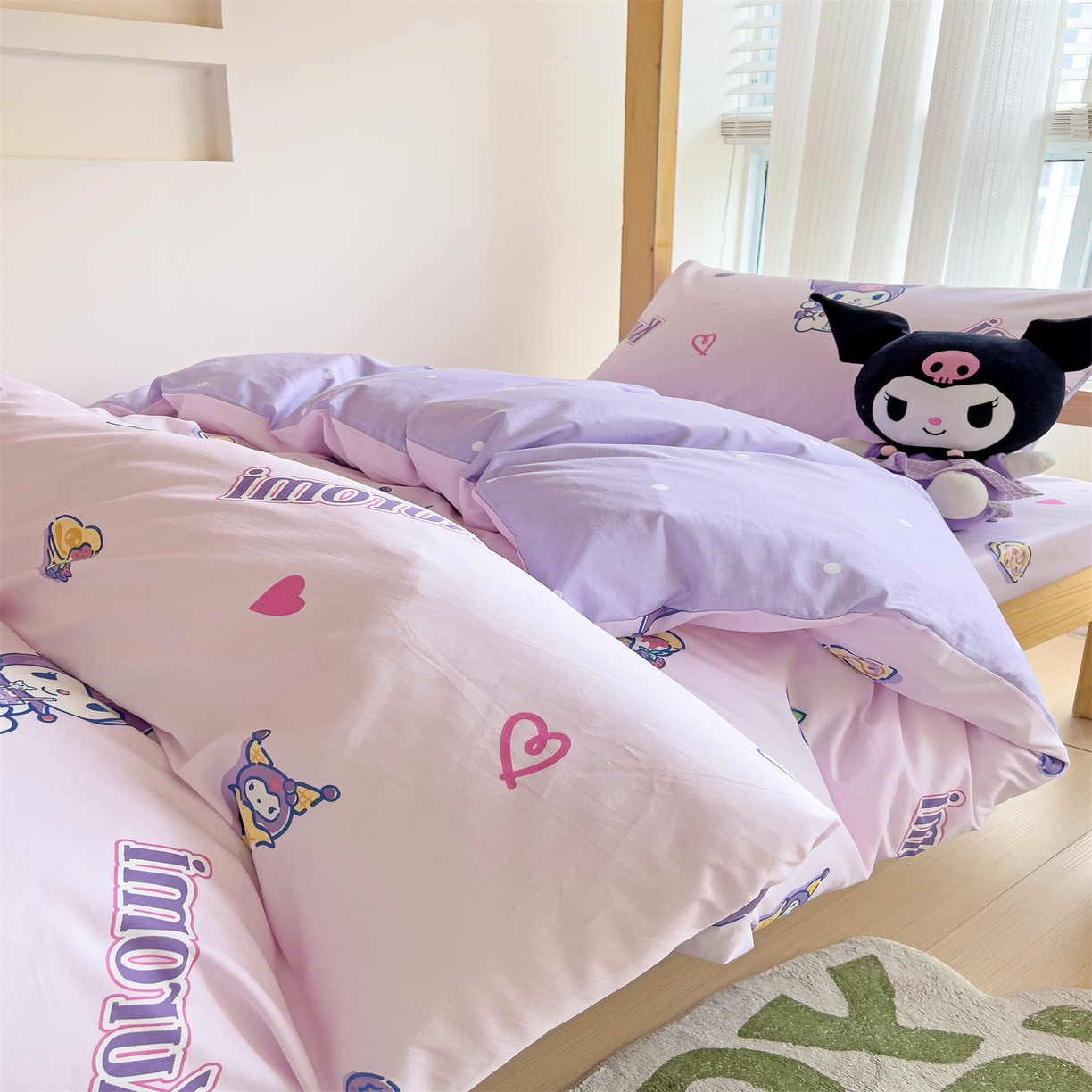 91家纺网 家纺一手货源 找家纺 名兮家居 2025-全棉纯棉13372经典奥特曼-三丽鸥学生床多件套【含防伪标】 甜筒库洛米