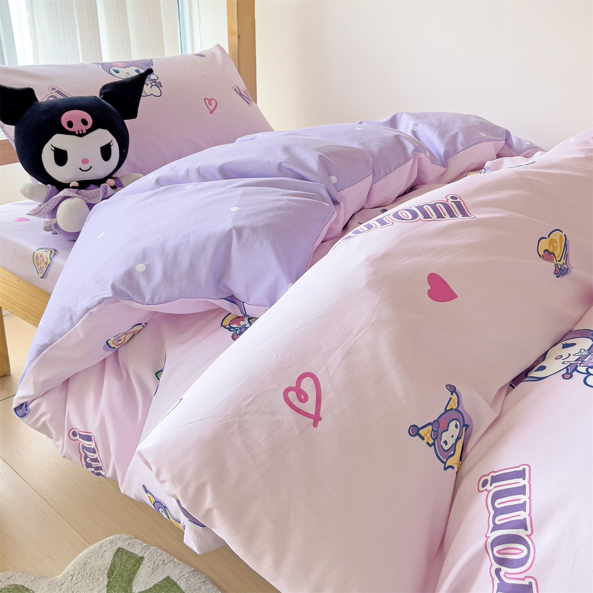 91家纺网 家纺一手货源 找家纺 名兮家居 2025-全棉纯棉13372经典奥特曼-三丽鸥学生床多件套【含防伪标】 甜筒库洛米