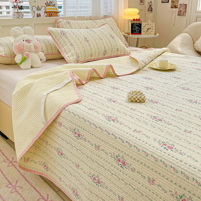 91家纺网 家纺一手货源 找家纺 富馨莱 2025春夏新款纯棉夹棉单床盖床盖单件薄床垫 莫奈