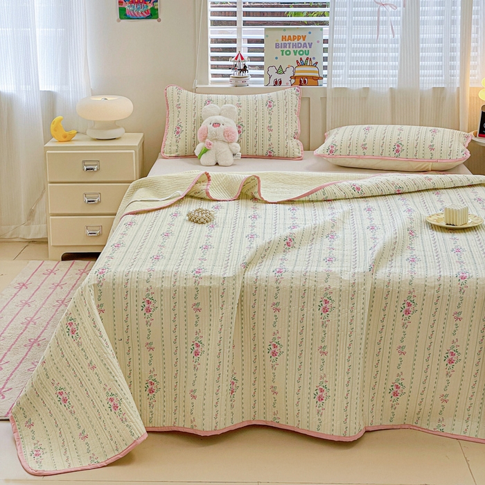 91家纺网 家纺一手货源 找家纺 富馨莱 2025春夏新款纯棉夹棉单床盖床盖单件薄床垫 莫奈