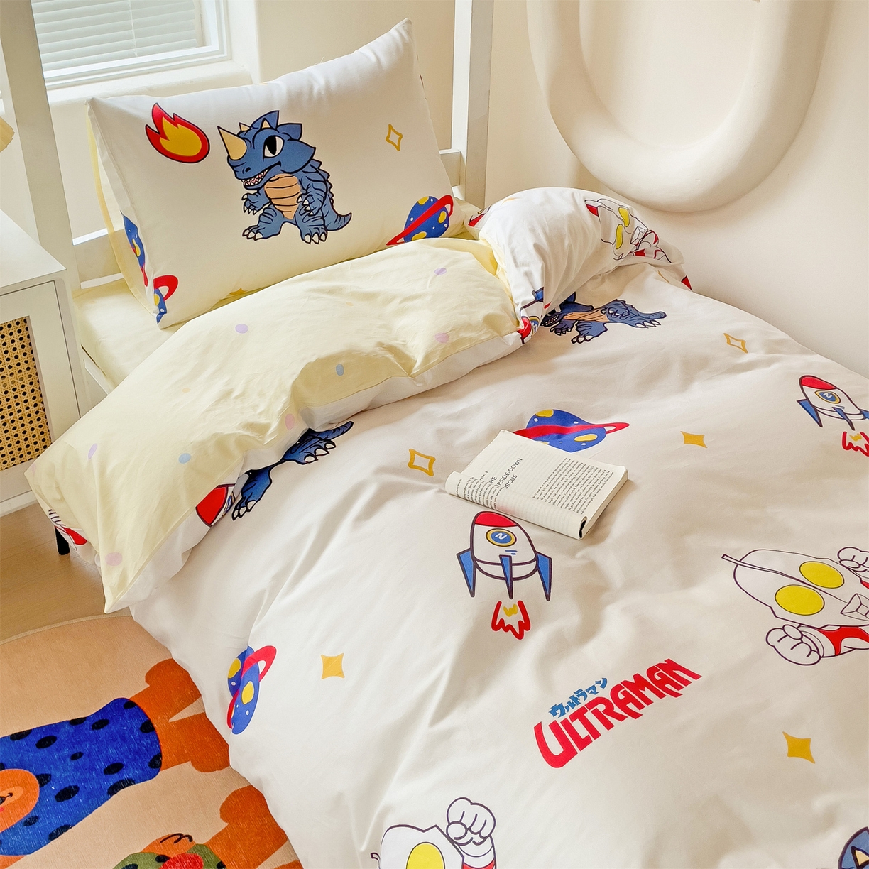 91家纺网 家纺一手货源 找家纺 名兮家居 2025-全棉纯棉13372经典奥特曼-三丽鸥学生床多件套【含防伪标】 咸蛋超人