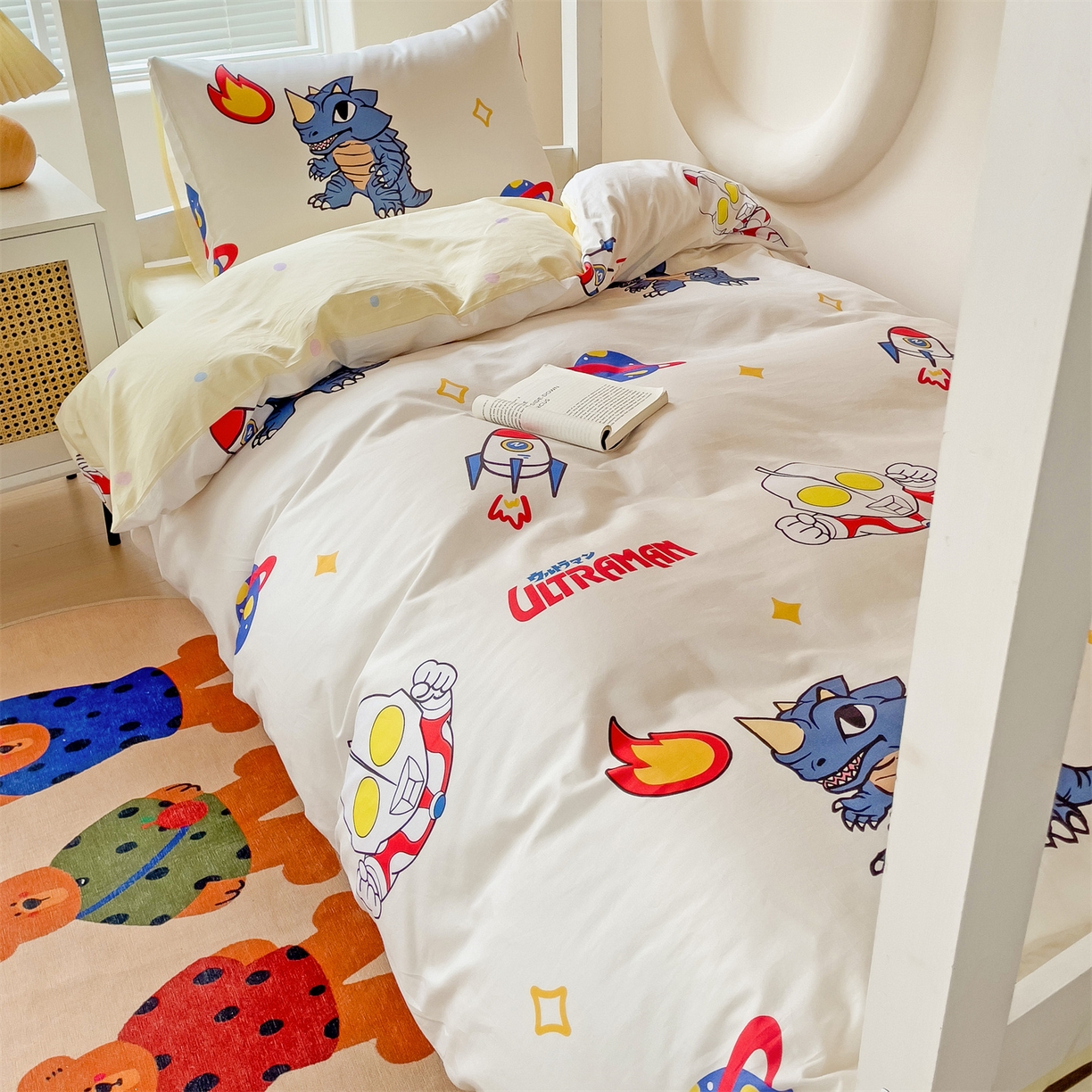 91家纺网 家纺一手货源 找家纺 名兮家居 2025-全棉纯棉13372经典奥特曼-三丽鸥学生床多件套【含防伪标】 咸蛋超人
