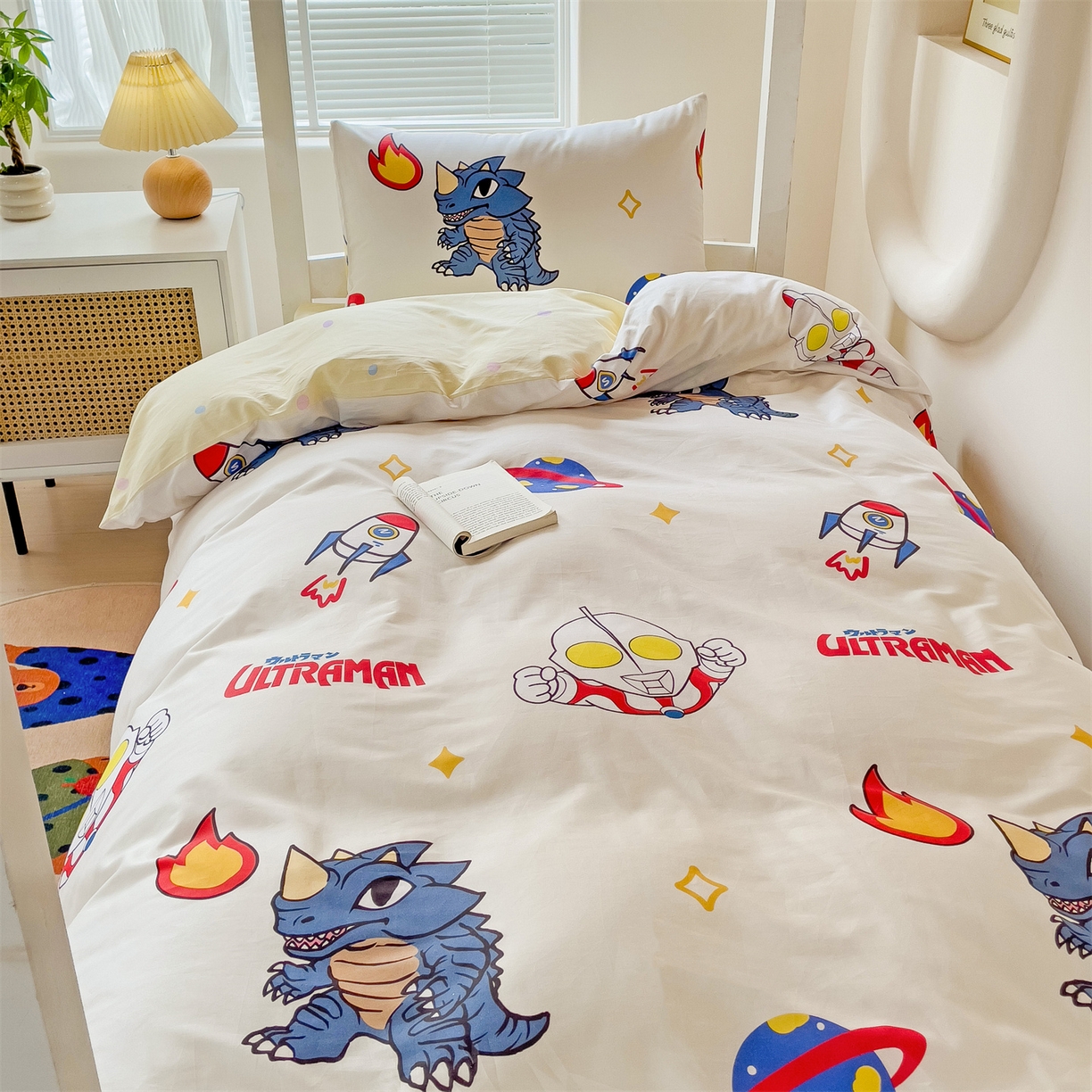 91家纺网 家纺一手货源 找家纺 名兮家居 2025-全棉纯棉13372经典奥特曼-三丽鸥学生床多件套【含防伪标】 咸蛋超人