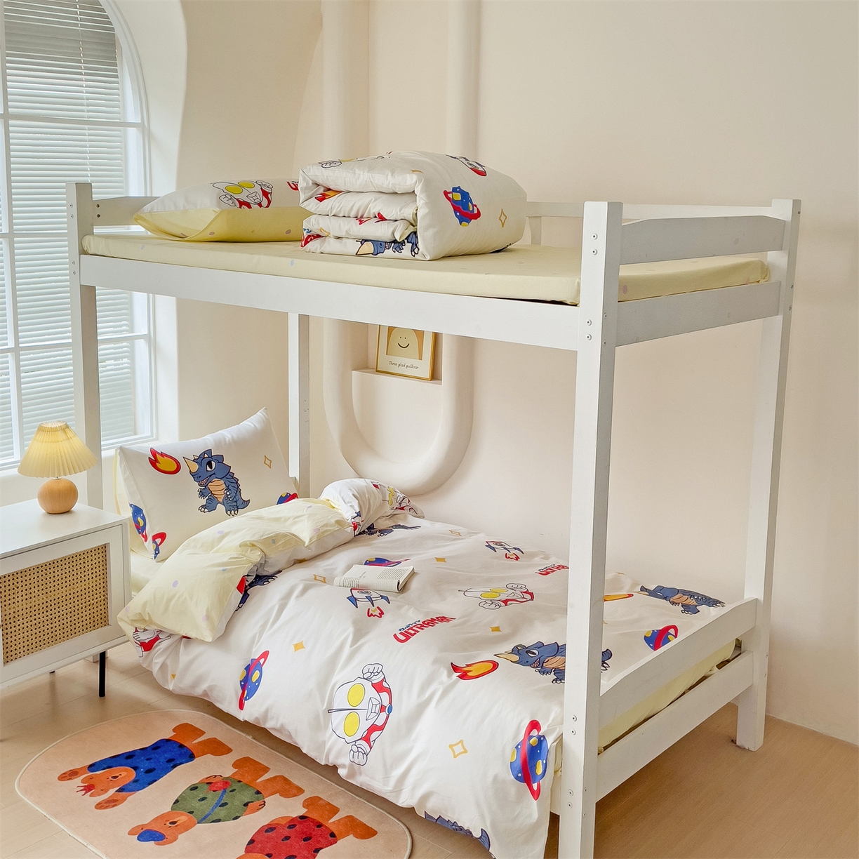 91家纺网 家纺一手货源 找家纺 名兮家居 2025-全棉纯棉13372经典奥特曼-三丽鸥学生床多件套【含防伪标】 咸蛋超人