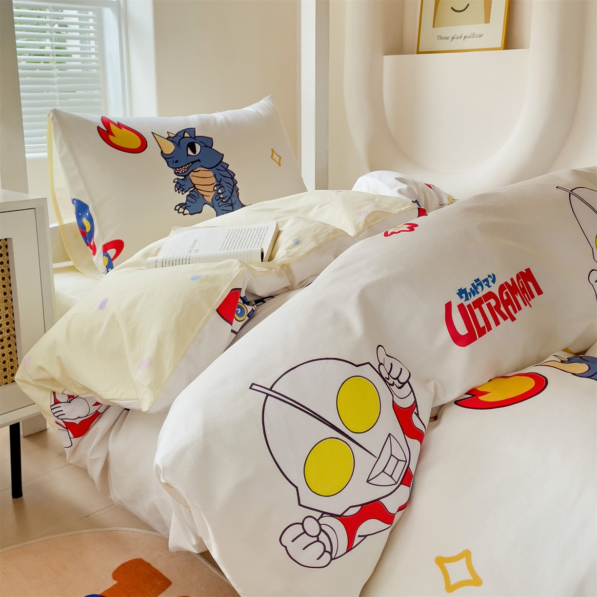 91家纺网 家纺一手货源 找家纺 名兮家居 2025-全棉纯棉13372经典奥特曼-三丽鸥学生床多件套【含防伪标】 咸蛋超人