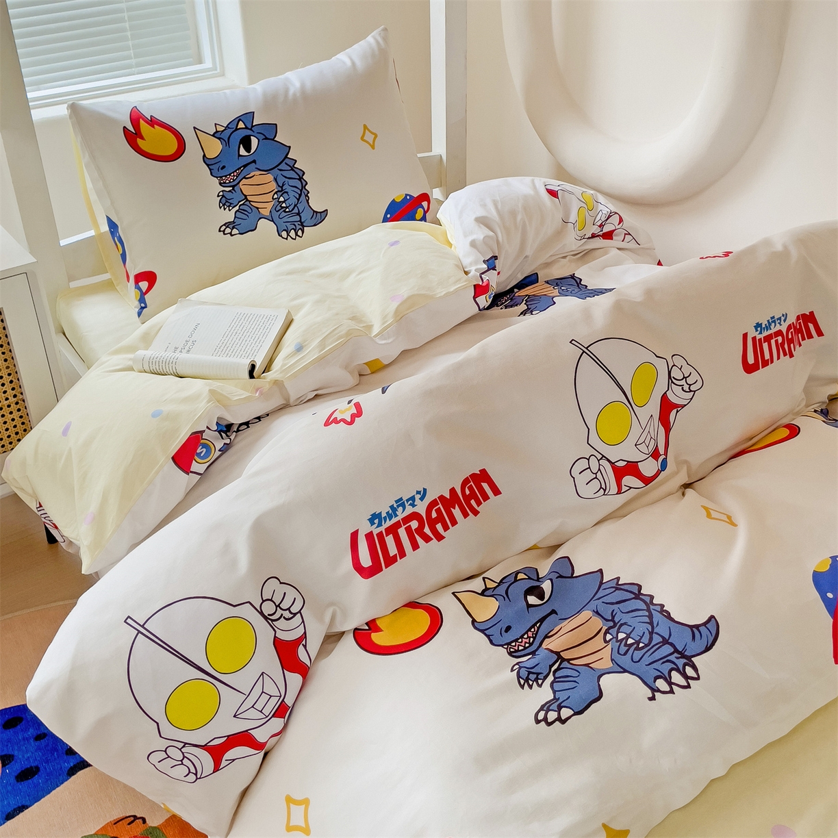 91家纺网 家纺一手货源 找家纺 名兮家居 2025-全棉纯棉13372经典奥特曼-三丽鸥学生床多件套【含防伪标】 咸蛋超人