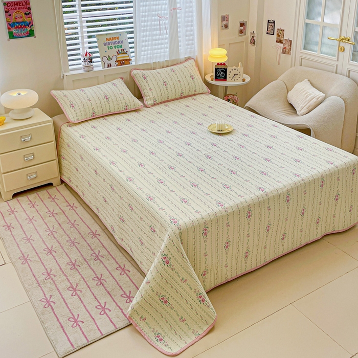 91家纺网 家纺一手货源 找家纺 富馨莱 2025春夏新款纯棉夹棉单床盖床盖单件薄床垫 莫奈