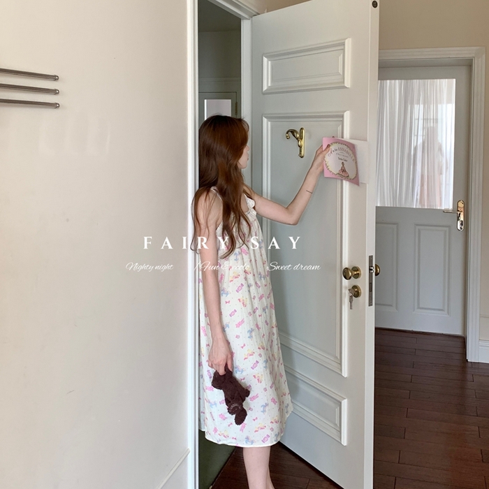 91家纺网 家纺一手货源 找家纺 妍景家居生活馆 2025新款纱布吊带睡裙 软糖兔子