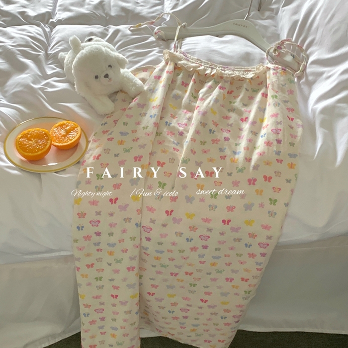 91家纺网 家纺一手货源 找家纺 妍景家居生活馆 2025新款纱布吊带睡裙 软糖兔子