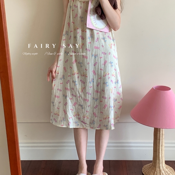 91家纺网 家纺一手货源 找家纺 妍景家居生活馆 2025新款纱布吊带睡裙 软糖兔子